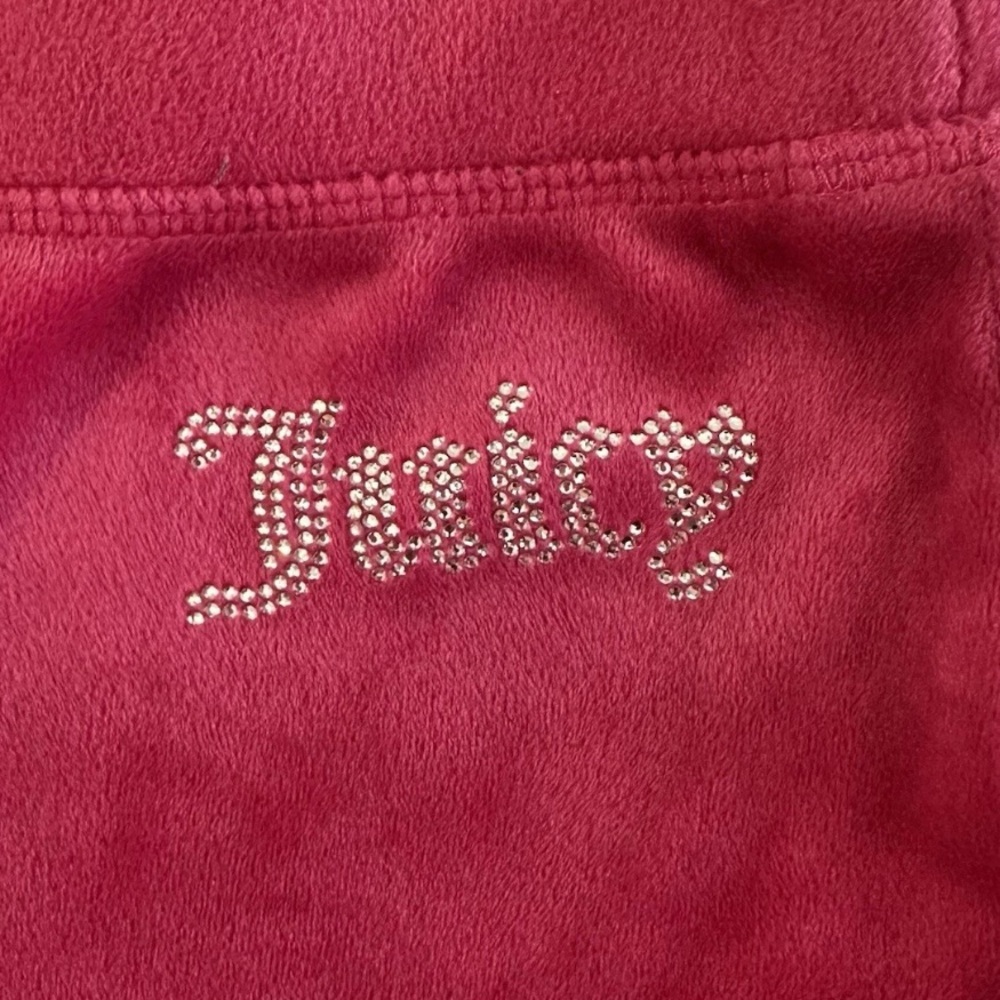 JUICY COUTURE Velvet Tracksuit Bling Hoodie & Pants Hot Pink Size XL Retro Y2K - Picture 7 of 16